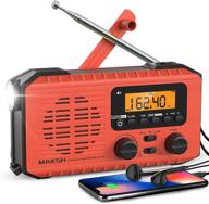 🌦️ maksh emergency radio – 5-way powered noaa solar hand crank weather radio with lcd display | portable radio am/fm/wb | 2200mah power bank cell phone charger | led flashlight & sos alarm (red) logo