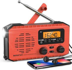 img 4 attached to 🌦️ MAKSH Emergency Radio – 5-Way Powered NOAA Solar Hand Crank Weather Radio with LCD Display | Portable Radio AM/FM/WB | 2200mAh Power Bank Cell Phone Charger | LED Flashlight & SOS Alarm (Red)