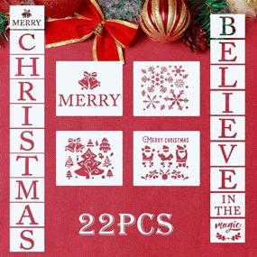 img 4 attached to 🎄 Enhance Your Holiday Creations with Christmas Stencil for Crafts 7x8 inch: Snowflake Christmas Stencils, Believe Painting Stencils Kit for Porch, Front Door, Window (22Pcs)