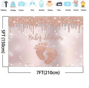 img 2 attached to 🌸 Enchanting Avezano 7x5ft Rose Gold Baby Shower Backdrop: Sparkling Glitter, Shimmering Little Feet, Vinyl Bling Decorations for a Memorable Girl Baby Shower