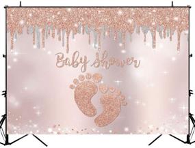 img 3 attached to 🌸 Enchanting Avezano 7x5ft Rose Gold Baby Shower Backdrop: Sparkling Glitter, Shimmering Little Feet, Vinyl Bling Decorations for a Memorable Girl Baby Shower