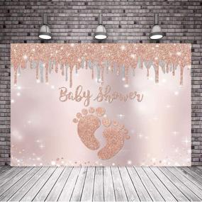 img 1 attached to 🌸 Enchanting Avezano 7x5ft Rose Gold Baby Shower Backdrop: Sparkling Glitter, Shimmering Little Feet, Vinyl Bling Decorations for a Memorable Girl Baby Shower