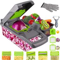 🥦 durable vegetable chopper mandoline slicer with 8 blades and large container - effortlessly chop, slice, and dice onions, tomatoes, potatoes, carrots logo