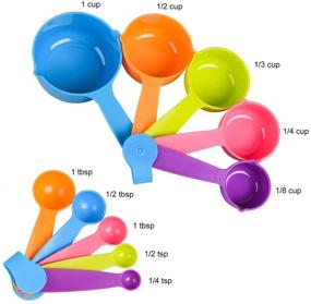 img 2 attached to 🥄 Colorful Measuring Cups and Spoons Set – Plastic Measuring Spoons & Cups for Dry and Liquid Ingredients – Ideal for Baking and Cooking, 10-Piece Set