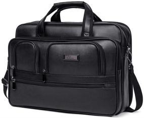 img 4 attached to 👜 Large Capacity Black Leather 15.6 inch Laptop Bag for Men - CLUCI Briefcases - Ideal for Travel & Business