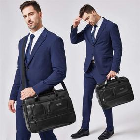 img 3 attached to 👜 Large Capacity Black Leather 15.6 inch Laptop Bag for Men - CLUCI Briefcases - Ideal for Travel & Business