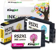 🖨️ kingjet compatible ink cartridge replacement for hp 952, 952xl - works with officejet pro 7720 7740 8210 8216 8702 8710 8715 8720 8725 8730 8740 printers, 3 pack (1 cyan, 1 magenta, 1 yellow) - updated december logo