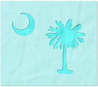 reusable south carolina flag palmetto tree and moon stencil - perfect 🌴 for painting, diy projects, crafts - 14 mil mylar plastic (6 x 5.03 inches) logo