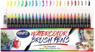 набор настоящих кистей real brush pens в упаковке 24 штуки с гибким кистевым наконечником - в комплект входит бонусная краситель-блендер и блок для рисования 🎨 - идеально подходит для раскрашивания, рисования, живописи, каллиграфии, письма - эффект сфумато омбре достигается - идеально пишет на обычных бумагах логотип