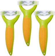 🌽 versatile 3 pcs corn peeler & cob remover set - ergonomic handle, sharp blade - perfect for corn, fruits, veggies, potatoes - ideal tool for home kitchen or restaurant logo