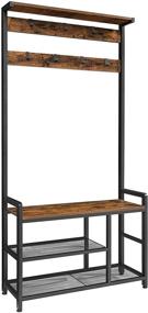 img 4 attached to VASAGLE Hall Tree with Storage Bench and Coat Rack - Rustic Brown and Black, 33.1 x 11.8 x 71.7 Inch - UHSR088B01: Perfect Entryway Storage Solution for Living Room and Bedroom