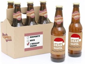 img 4 attached to 🎅 Big Dot of Happiness Funny Jolly Santa Claus - Christmas Decorations for Women, Men, and Beer Lovers - Set of 6 Beer Bottle Label Stickers and 1 Carrier