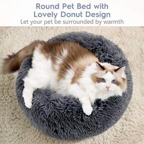 img 3 attached to 🐱 Rabbitgoo Cat Bed: Fluffy Round Self Warming Calming Plush Donut Cuddler for Indoor Cats, Small Dogs & Kittens - Machine Washable & Non-Slip