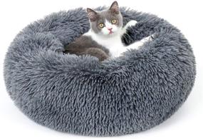 img 4 attached to 🐱 Rabbitgoo Cat Bed: Fluffy Round Self Warming Calming Plush Donut Cuddler for Indoor Cats, Small Dogs & Kittens - Machine Washable & Non-Slip