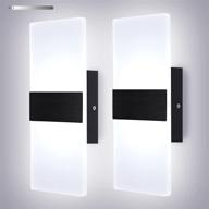 💡 modern wall sconces set of 2: dimmable 12w black indoor led wall mounted lamp for bedroom, living room, hallway - lightess логотип