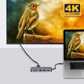 img 1 attached to 🔌 EQUIPD 7-in-1 USB C Hub with 4K HDMI, 100W Power Delivery, microSD/SD Card Reader, USB 3.0 Port, 2 USB 2.0 Ports - Compatible with MacBook Pro 2017/2018, XPS, Chromebook, iPad Pro (Silver)