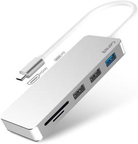 img 4 attached to 🔌 EQUIPD 7-in-1 USB C Hub with 4K HDMI, 100W Power Delivery, microSD/SD Card Reader, USB 3.0 Port, 2 USB 2.0 Ports - Compatible with MacBook Pro 2017/2018, XPS, Chromebook, iPad Pro (Silver)