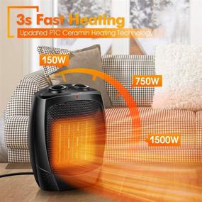 img 3 attached to 🔥 TRUSTECH 1500W Ceramic Desk Space Heater: Fast Heating, Thermostat, 3 Modes, Tip-over & Overheat Protection, Portable for Room Office Home