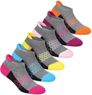 🧦 girls 6-pack ankle athletic socks: cushioned sole, low cut casual socks for little and big kids logo