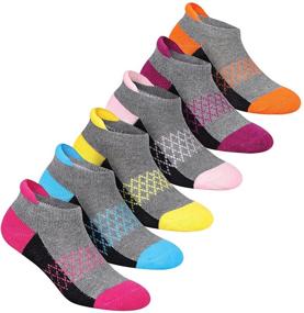 img 4 attached to 🧦 Girls 6-Pack Ankle Athletic Socks: Cushioned Sole, Low Cut Casual Socks for Little and Big Kids