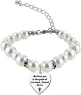 📿 christian religious jewelry: isaiah 49:16 bible verse pearl bracelet - encouragement gift for her, reminding that god holds you in his hand - lywjyb birdgot logo