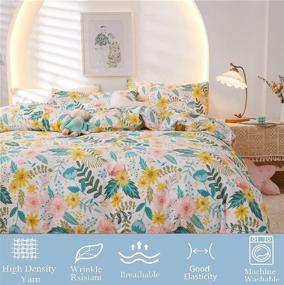 img 2 attached to 🌸 AMZTOP Botanical Floral Queen Size Duvet Cover Set - 100% Cotton Bedding, All-Season Ultra-Soft Comforter Cover with Zipper Closure, Corner Ties - Includes 1 Blossom Duvet Cover and 2 Pillowcases