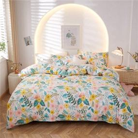 img 4 attached to 🌸 AMZTOP Botanical Floral Queen Size Duvet Cover Set - 100% Cotton Bedding, All-Season Ultra-Soft Comforter Cover with Zipper Closure, Corner Ties - Includes 1 Blossom Duvet Cover and 2 Pillowcases