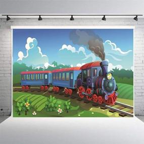 img 2 attached to 🚂 7x5ft Stream Train Party Theme Backdrop for Photography - Christmas Train Background for Children's Birthday Party, Adventure, Family, Kids Portrait, Gathering Photography