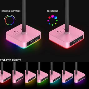 img 3 attached to 🎧 Наушники KAFRI RGB с зарядным устройством USB: идеальный держатель игровых наушников с 3 портами USB для зарядки и 2 розетками - идеальная настольная принадлежность для геймеров