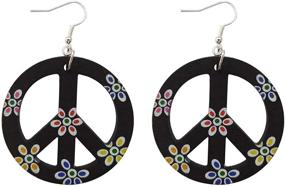 img 1 attached to 🌼 ROSTIVO Peace Symbol Dangle Earrings for Women and Girls - Cute Wooden Hippie Earrings, Vintage Inspired Earrings for Women in 60s and 70s