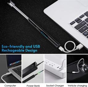 img 1 attached to 🕯️ Black USB Rechargeable Plasma Electric Arc Candle Lighter with 360¡ã Flexible Long Neck, LED Battery Display & Windproof Flameless Design - Ideal for Camping, Kitchen, Grill, and Candles