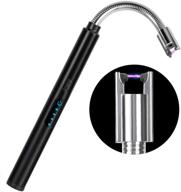 🕯️ black usb rechargeable plasma electric arc candle lighter with 360¡ã flexible long neck, led battery display & windproof flameless design - ideal for camping, kitchen, grill, and candles logo