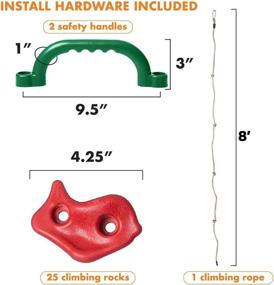 img 3 attached to Barcaloo 25 Rock Wall Climbing Holds with 8ft Rope & 2 Handles for Kids - Indoor/Outdoor Playground Mounting Included