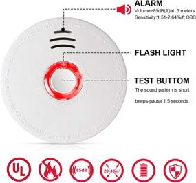 img 1 attached to 🔥 UL Certified Photoelectric Smoke Alarm Fire Detector, 3-Pack with Light Sound Warning, 9V Battery Included – Powered Fire Safety for Home, Hotel, School and More