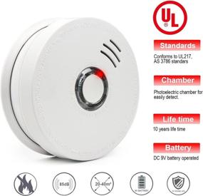 img 3 attached to 🔥 UL Certified Photoelectric Smoke Alarm Fire Detector, 3-Pack with Light Sound Warning, 9V Battery Included – Powered Fire Safety for Home, Hotel, School and More