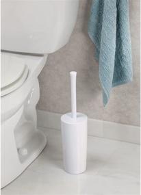 img 2 attached to 🚽 Efficient and Stylish mDesign Plastic Toilet Bowl Brush Cleaner with Storage Holder - Exceptional Deep Cleaning - Aura Collection - White