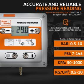 img 3 attached to 🔧 Всецелый манометр для измерения давления в шинах: ЖК-дисплей, устанавливается на стену, автоматический насос, латунный пневматический наконечник AC102, резьба 1/4 дюйма NPT с функцией TMPS.