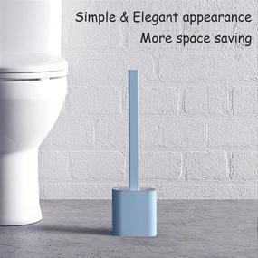 img 2 attached to 🚽 Efficient and Versatile Toilet Bowl Cleaner: Flexible Silicone Bristles Bathroom Brush with Plastic Holder (Blue)