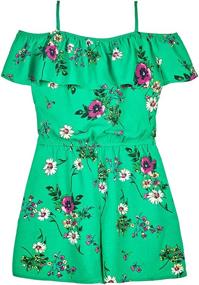 img 3 attached to Stylish Byer Girls Shoulder Ruffle Romper: Girls' Clothing in Jumpsuits & Rompers