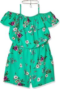 img 4 attached to Stylish Byer Girls Shoulder Ruffle Romper: Girls' Clothing in Jumpsuits & Rompers