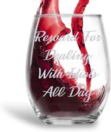 funny 15oz crystal stemless wine glass for dealing with idiots - ideal gifts for women, mom on mother's day or christmas logo