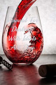 img 1 attached to Funny 15oz Crystal Stemless Wine Glass for Dealing with Idiots - Ideal Gifts for Women, Mom on Mother's Day or Christmas