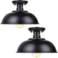 🏭 vintage rustic semi flush mount ceiling light: industrial style 2 pack for hallway, kitchen, porch & entryway логотип