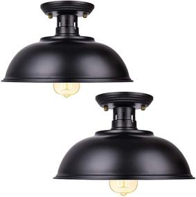 img 4 attached to 🏭 Vintage Rustic Semi Flush Mount Ceiling Light: Industrial Style 2 Pack for Hallway, Kitchen, Porch & Entryway