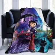 🔳 jetez coraline 3d printed soft and warm throw blanket - luxurious micro fleece blanket (black, 60"x50") logo