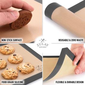 img 3 attached to 🍪 Силиконовый выпечочный коврик Zulay Kitchen - набор из 2 антипригарных силиконовых ковриков для выпечки - многократного использования выпечочные листы в темно-сером цвете