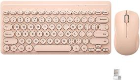 img 4 attached to 💕 Stylish Salmon Pink Wireless Keyboard and Mouse Combo for Laptop, Computer and Desktop - Fashionable, Slim Design with Smart Power-Saving Technology