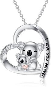 img 4 attached to PROESS Sterling Silver Animal Necklace with Cute Koala, Elephant, Fox, Monkey, Squirrel, Kangaroo Heart Pendants - I Love You Forever Necklace for Girlfriend, Couples, Sister, Daughter, Mother - Birthday Jewelry Gifts