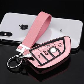 img 1 attached to 🔑 QBUC Key Fob Cover - Full Protection Case for X1 / X3 / X5 / X6 and Series 1 / 2 / 5 / 7 - Soft TPU Anti-Dust Shell - Keyless Remote Control (Pink)