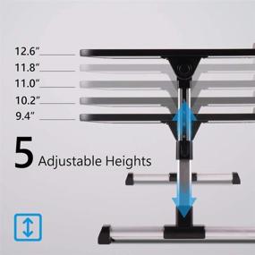 img 1 attached to 💻 KCO Bed Tray Table - Adjustable Laptop Stand with Foldable Legs, Portable Standing Bed Desk - Notebook Computer Stand Holder with USB Cooling Fan for Eating, Working, Writing, Reading (Black)